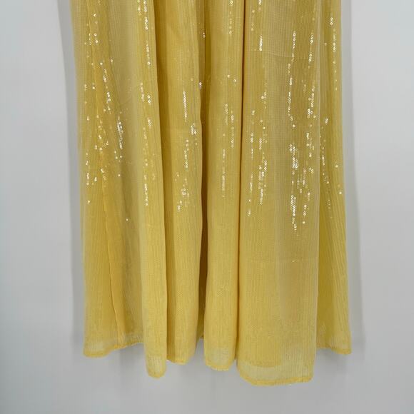 Hutch | NWT Mikayla Butter Yellow Sequin Maxi Dress w/ Side Slit 0 / XS - Picture 13 of 14